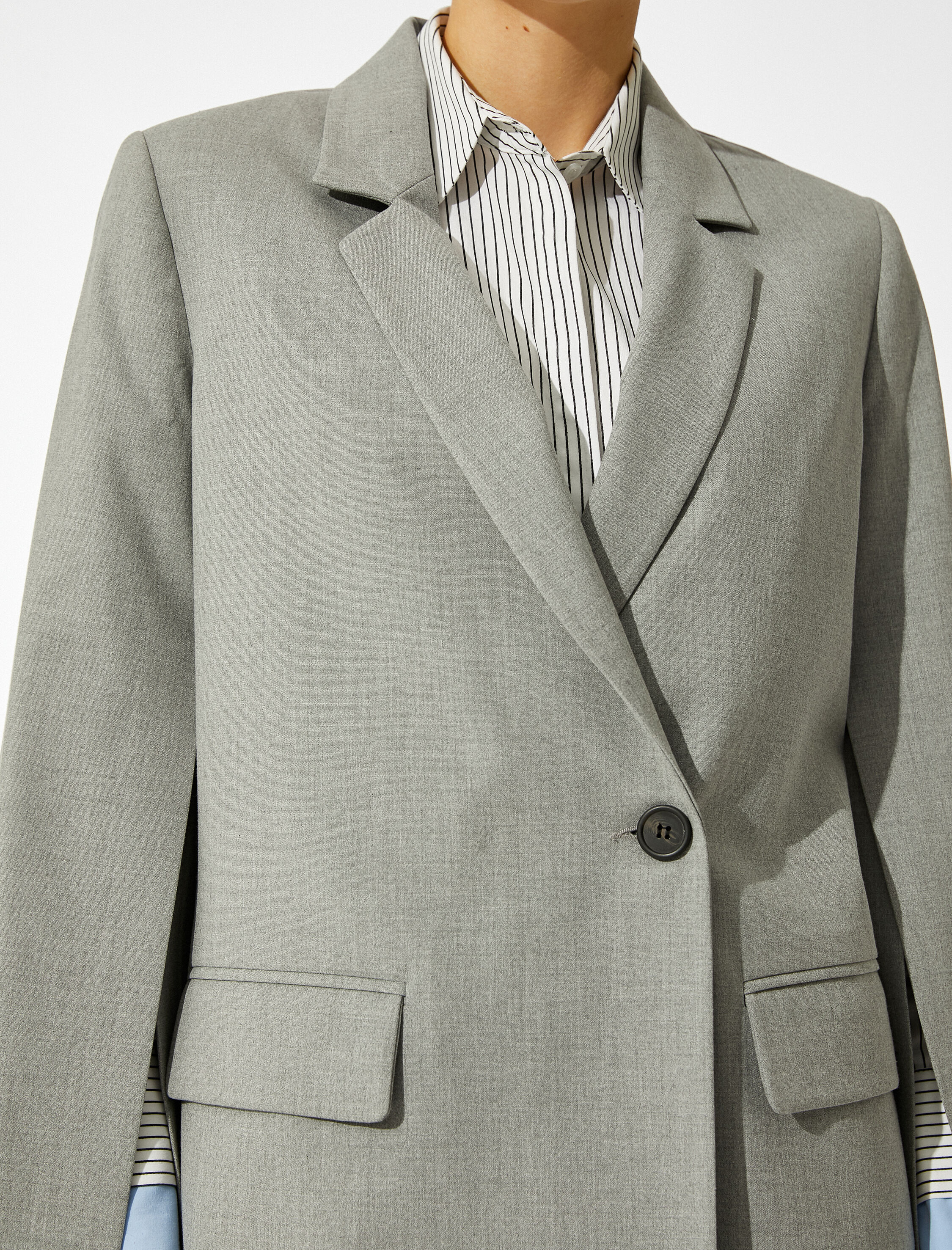   Kolları Yırtmaçlı Kruvaze Blazer Ceket