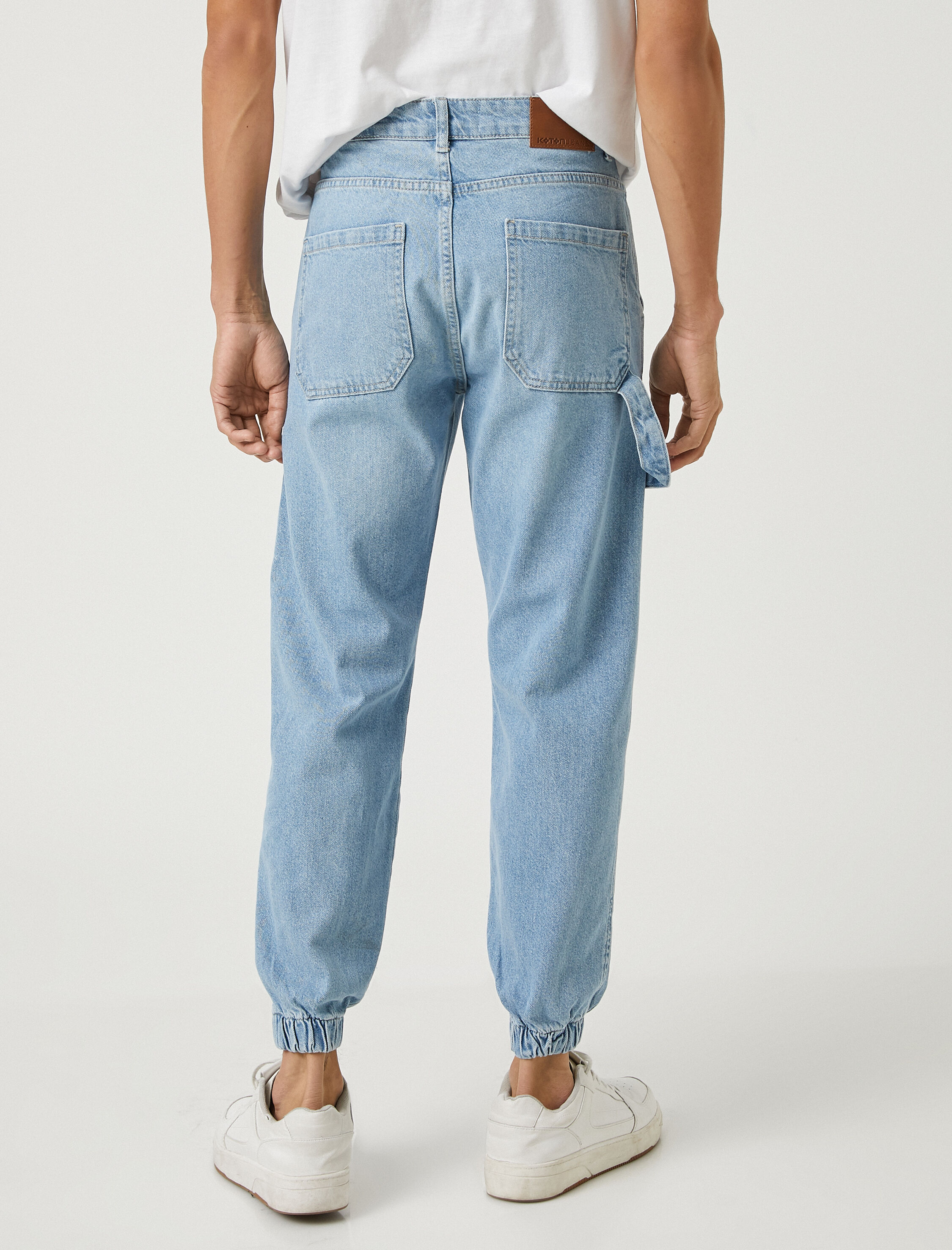   Jogger Kot Pantolon Düğme Detaylı Cepli Pamuklu