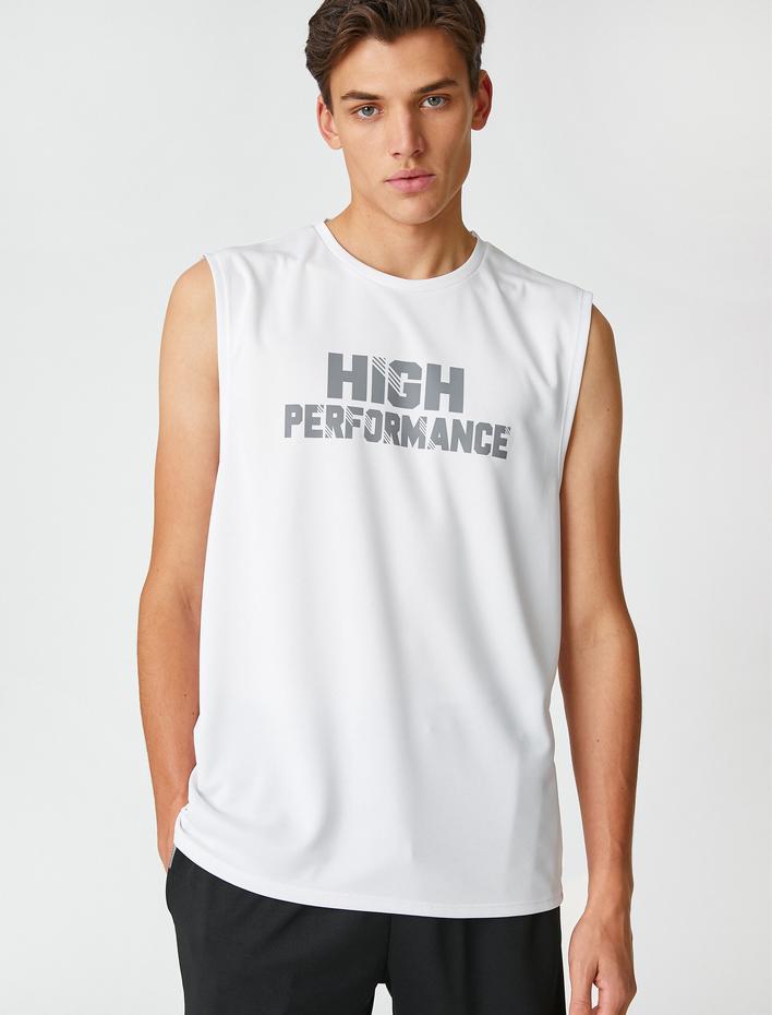  Sporcu Atleti Kolsuz Slogan Baskılı Bisiklet Yaka