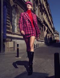 Ekoseli Mini Etek Dar Kesim