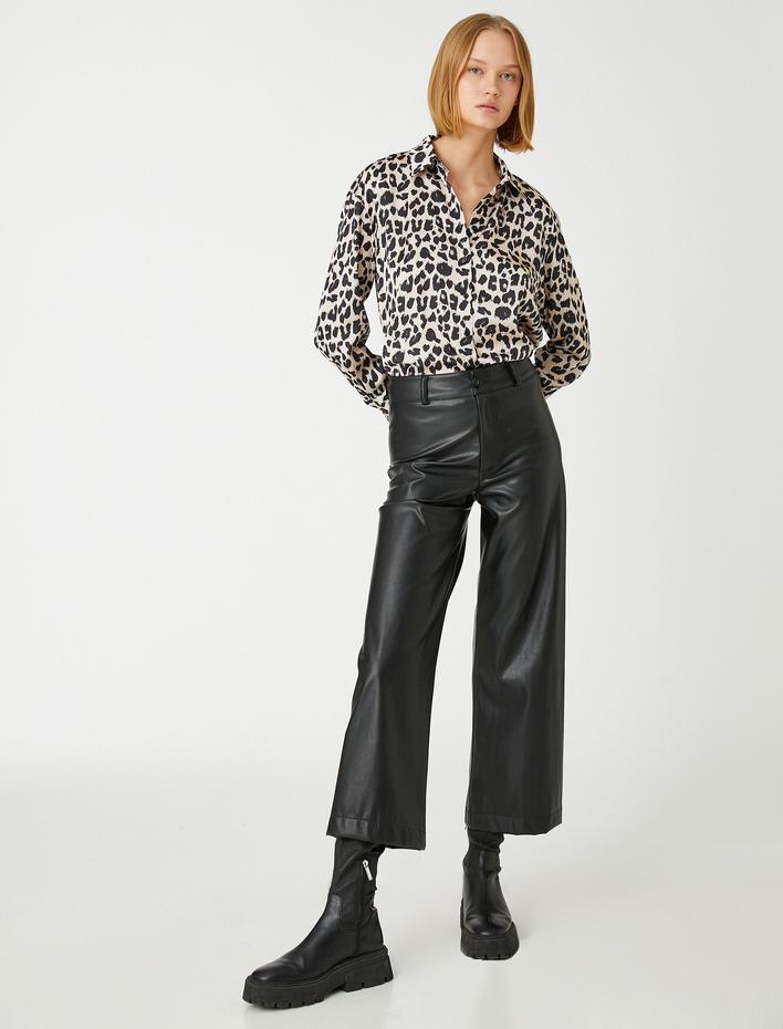  Leopar Desenli Gömlek