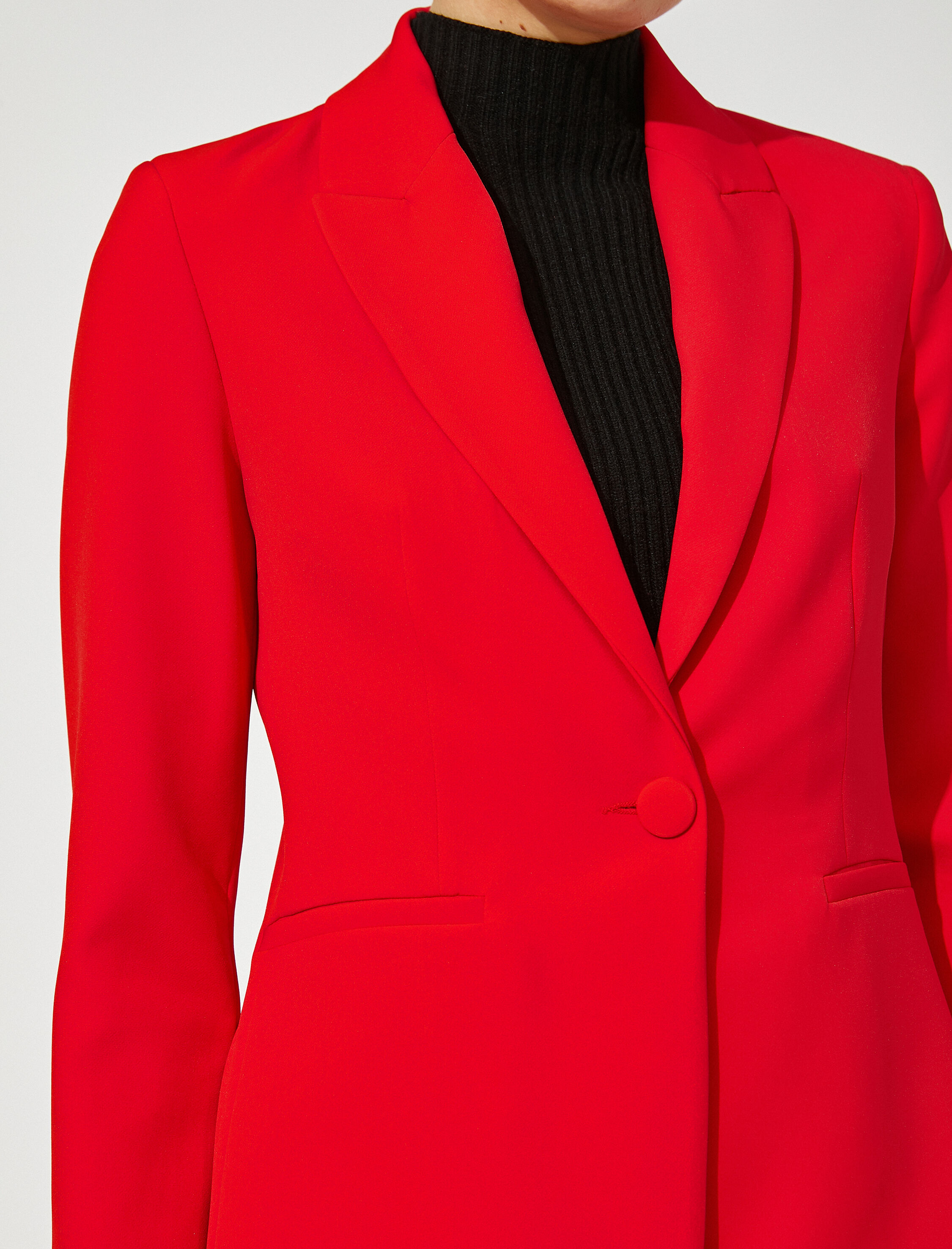   Blazer Ceket Tek Düğmeli Cep Detaylı