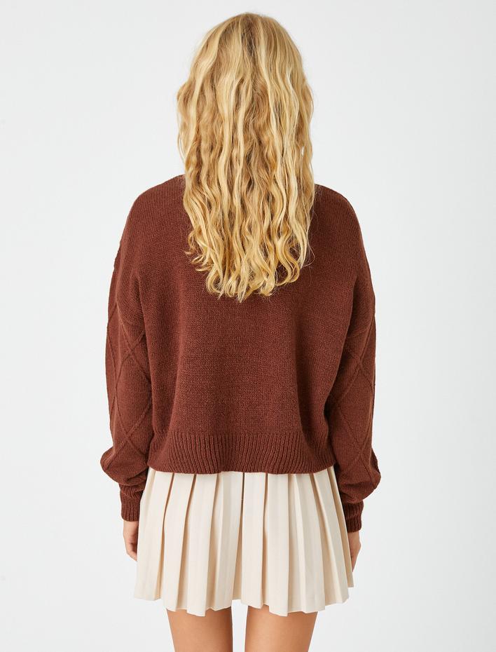  Crop Hırka V Yaka Düğmeli