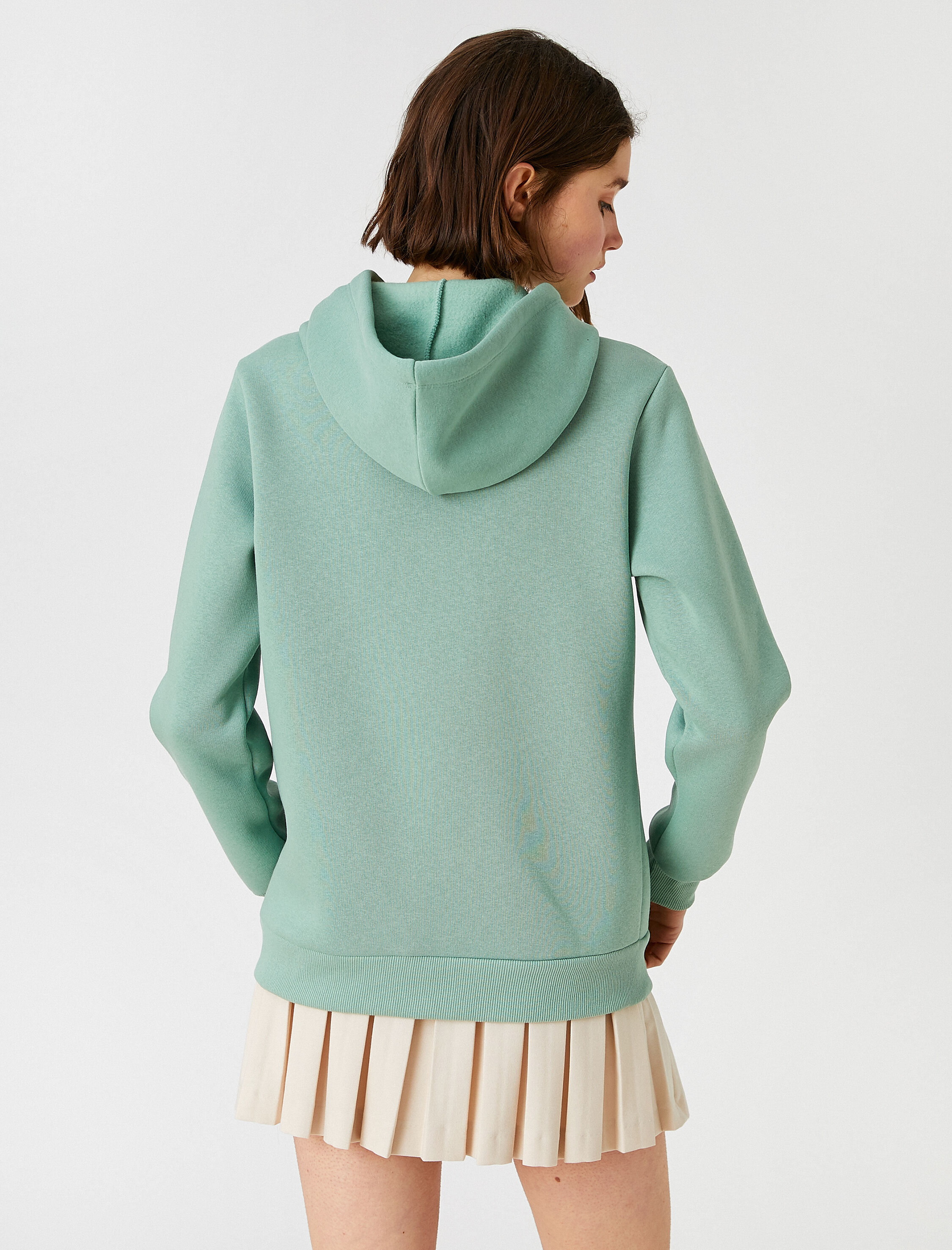   Baskılı Sweatshirt Kapüşonlu Cepli İçi Polarlı