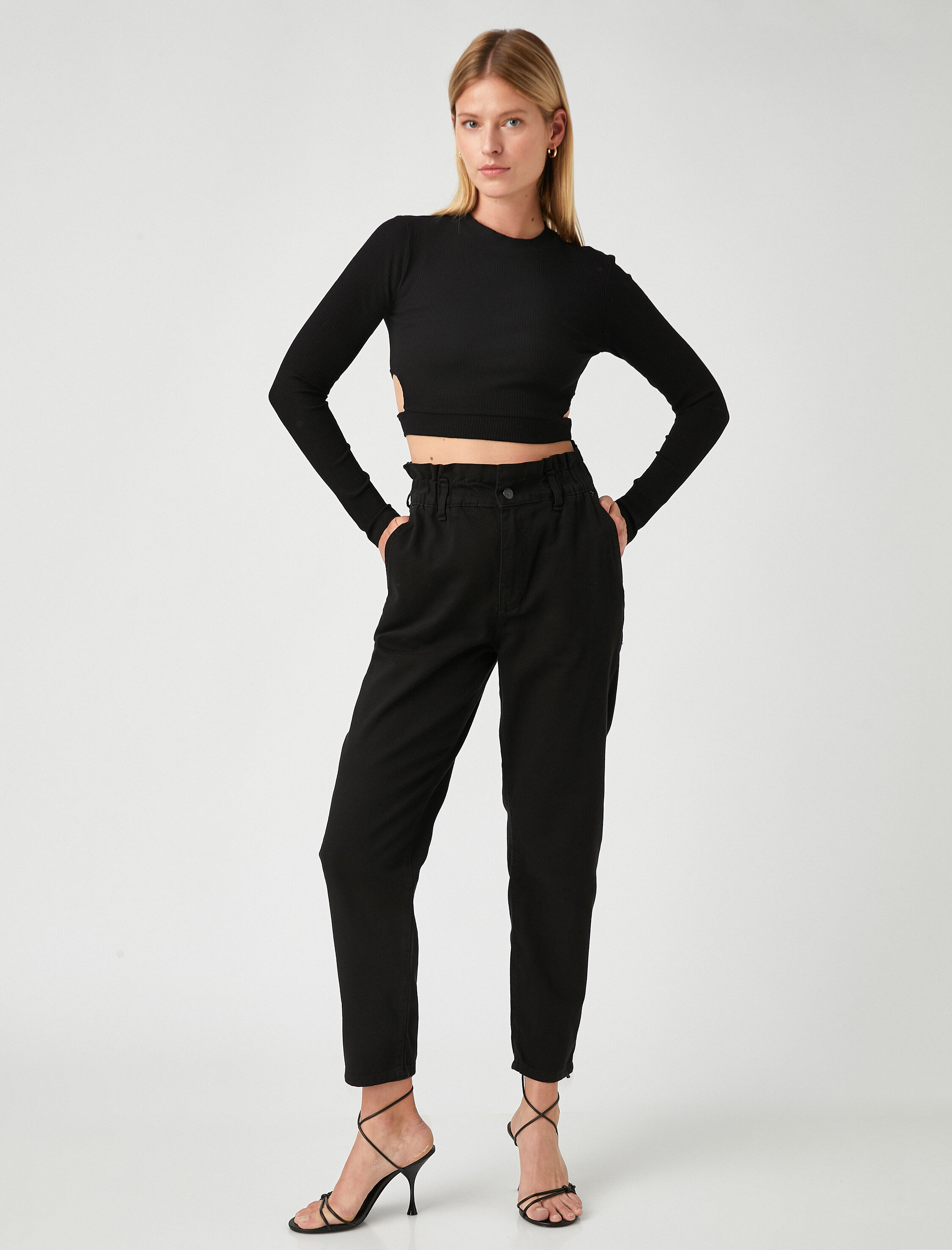   Kot Pantolon Basen Baldır Bol Paçada Darlaşan Yüksek Bel