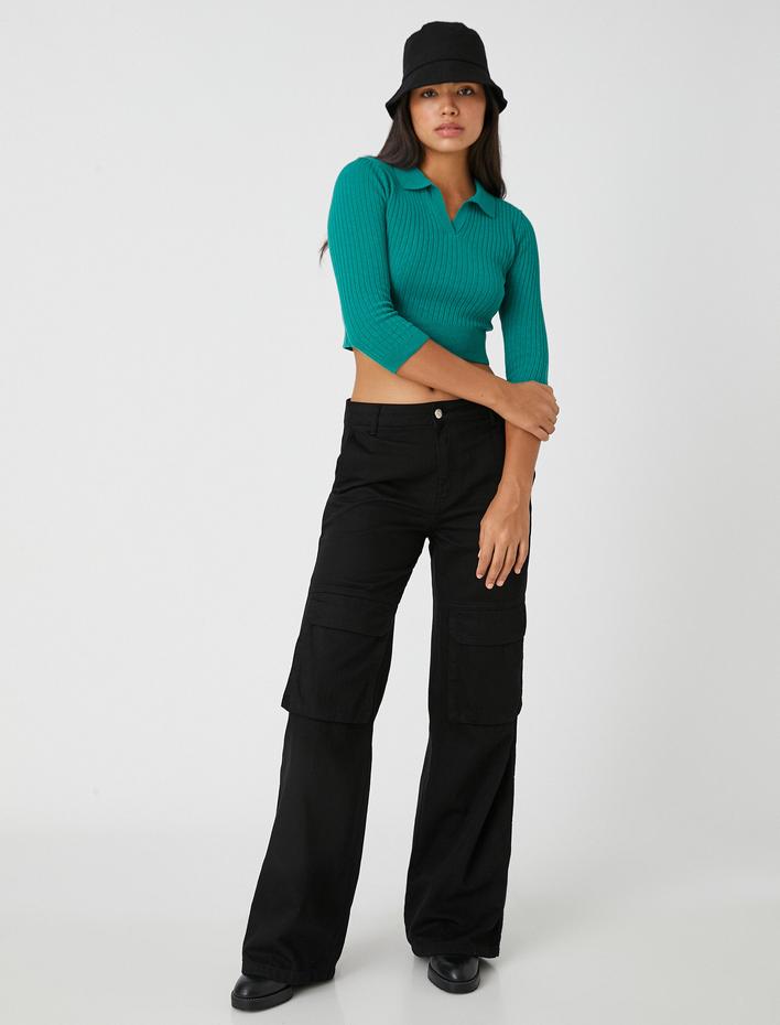  Crop Triko Kazak Polo Yaka