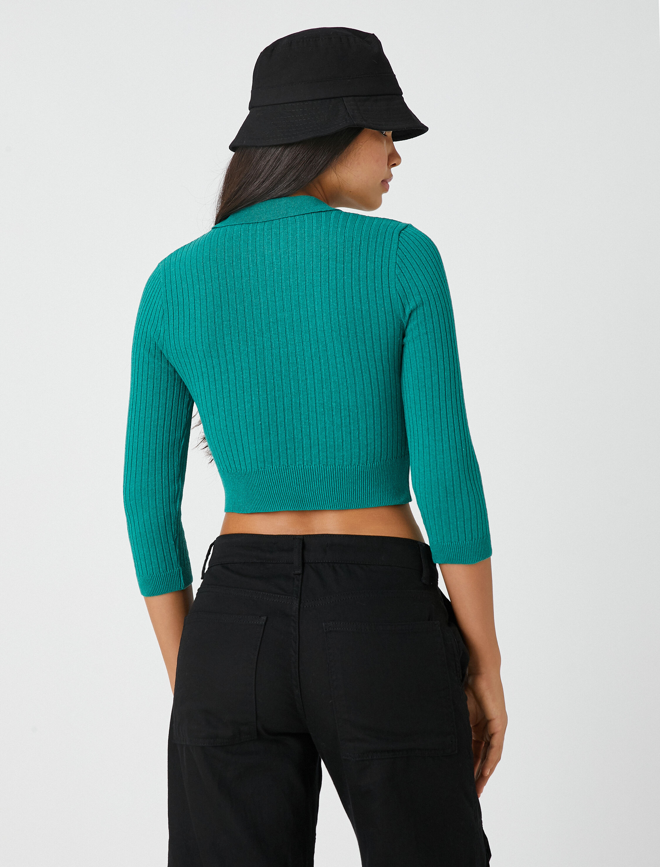   Crop Triko Kazak Polo Yaka