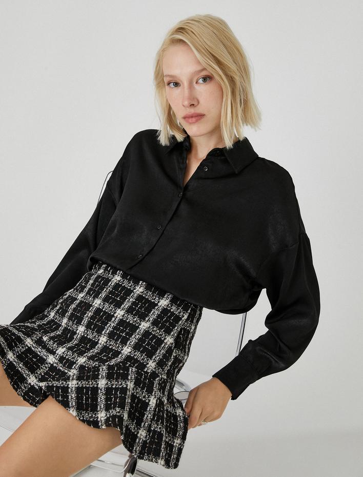  Saten Gömlek Uzun Kollu