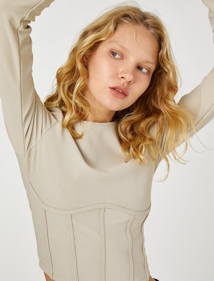  Uzun Kollu Tişört Korseli