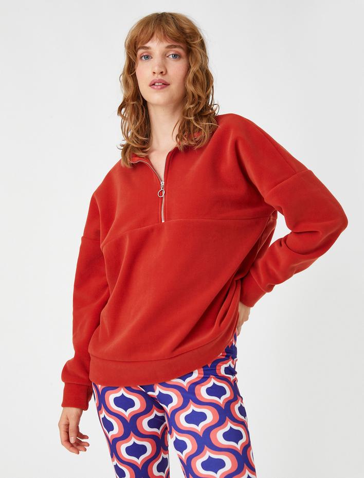  Polar Sweatshirt Fermuarlı Dik Yaka
