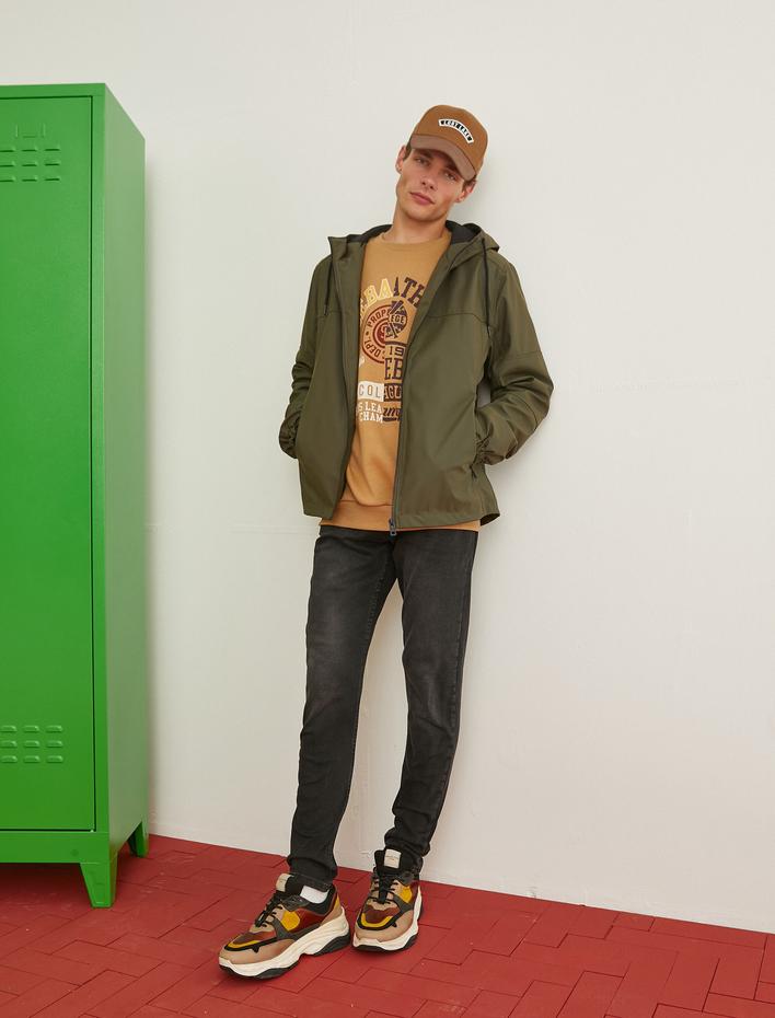  Kapşonlu Fermuarlı Yağmurluk Su Geçirmez