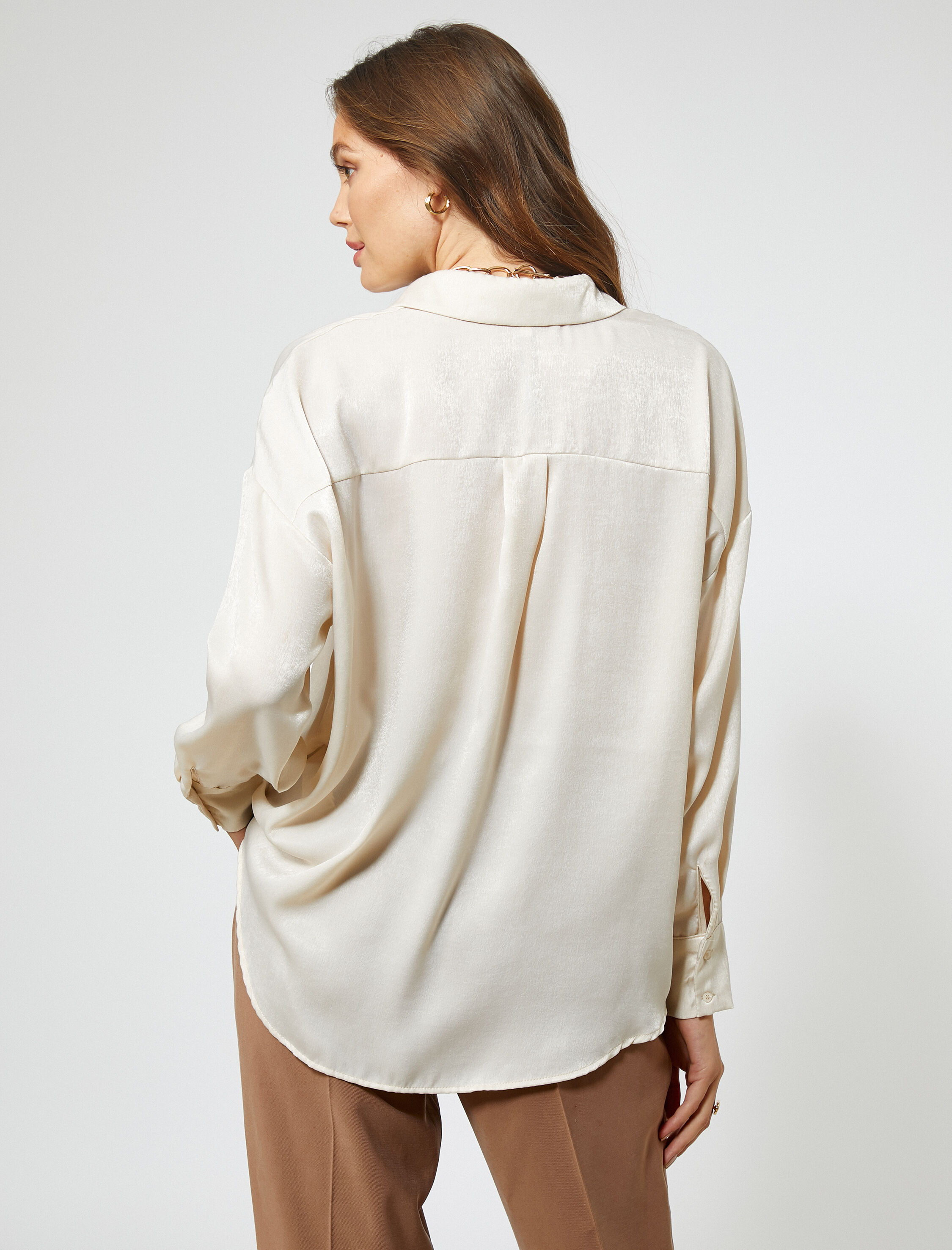   Saten Gömlek Uzun Kollu