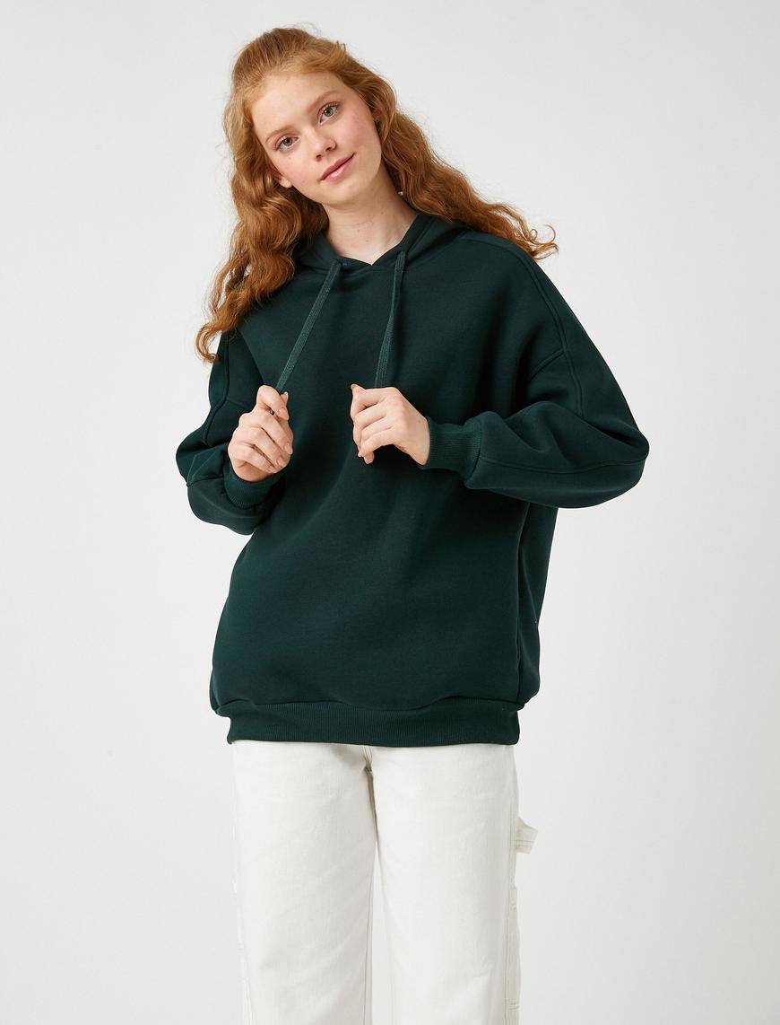   Oversize Kapüşonlu Sweatshirt İçi Polarlı