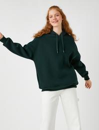 Oversize Kapüşonlu Sweatshirt İçi Polarlı