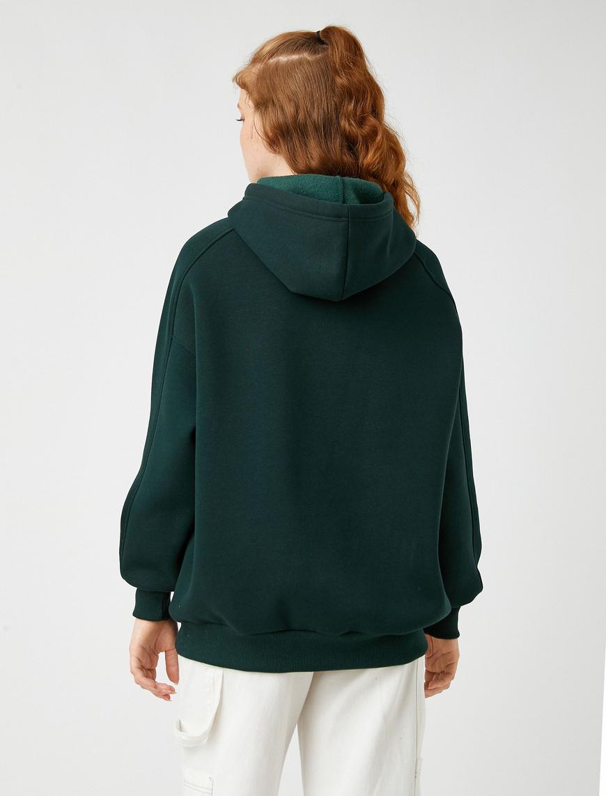   Oversize Kapüşonlu Sweatshirt İçi Polarlı