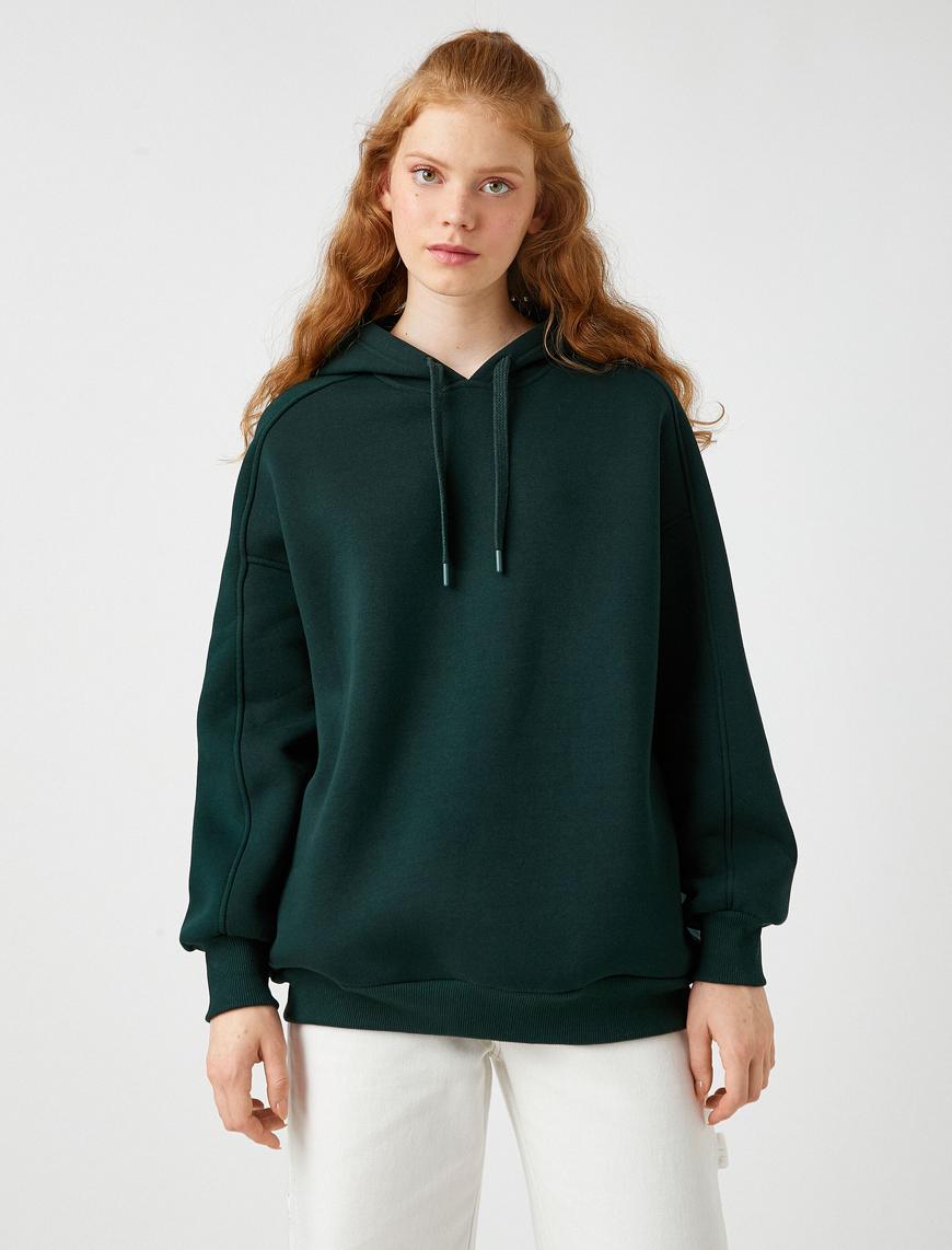   Oversize Kapüşonlu Sweatshirt İçi Polarlı