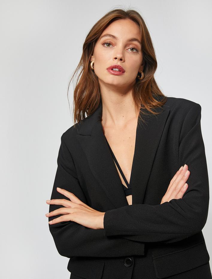  Tek Düğmeli Blazer Ceket