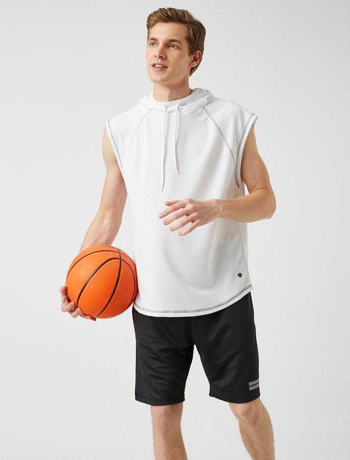  Baskı Detaylı Spor Şort