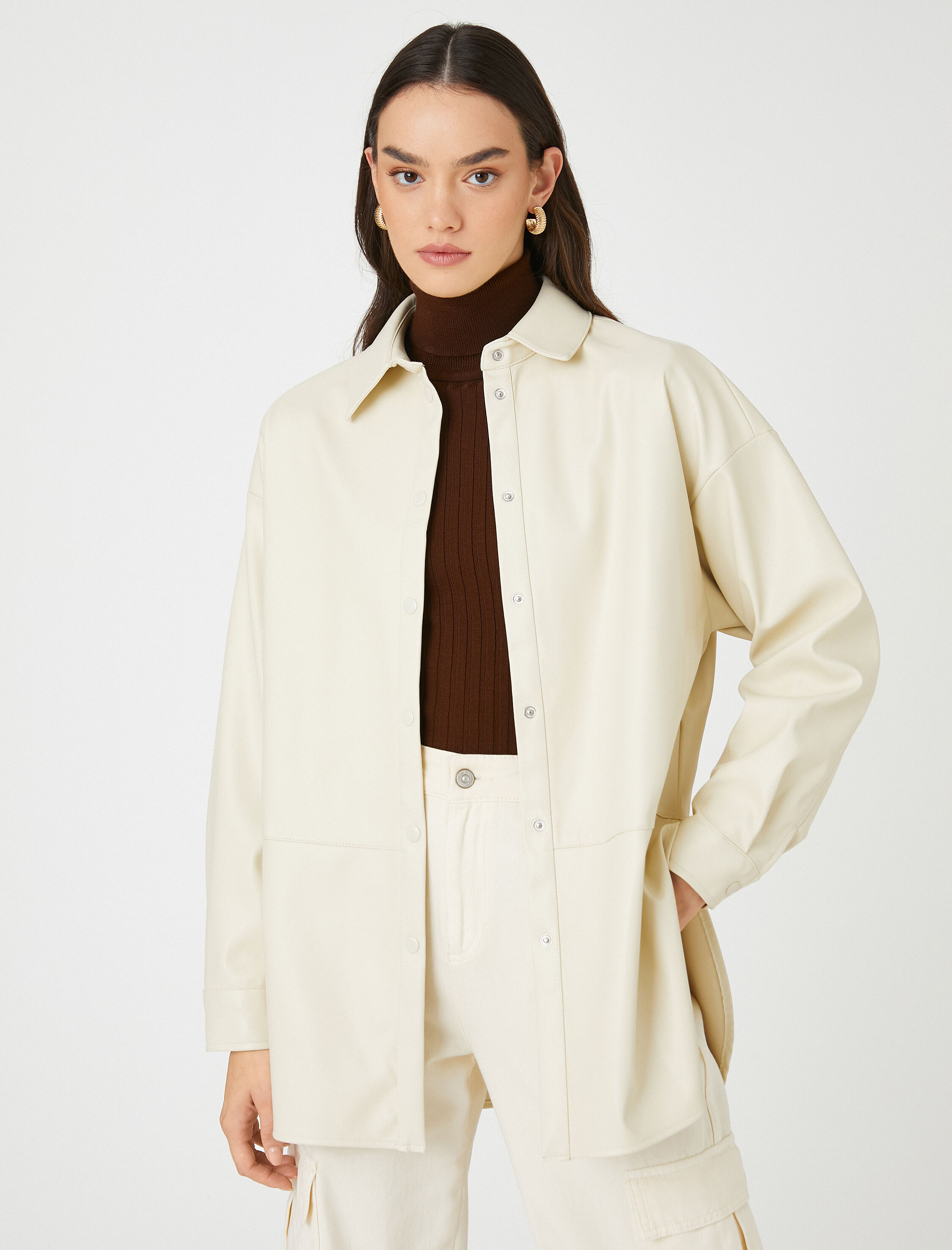   Oversize Suni Deri Shacket