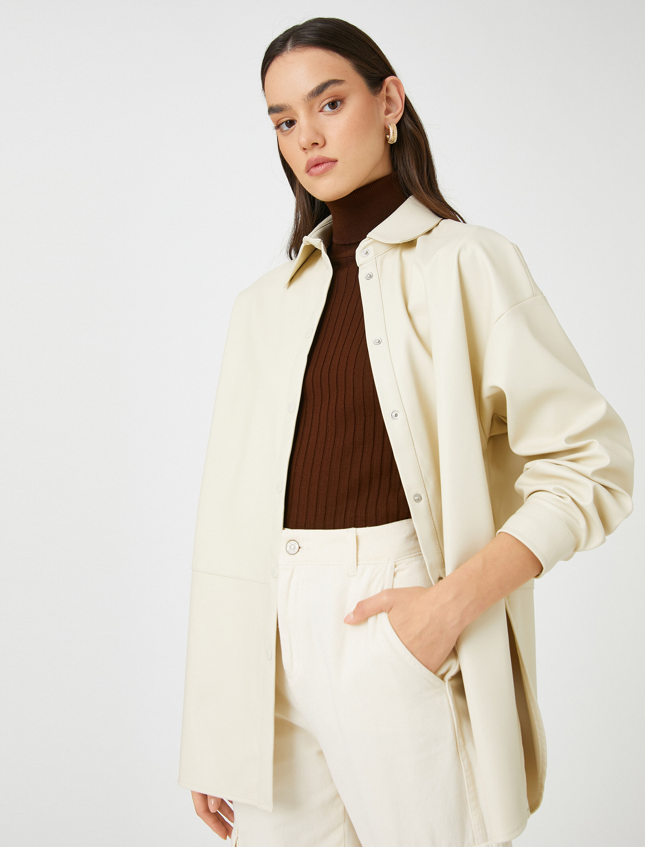   Oversize Suni Deri Shacket