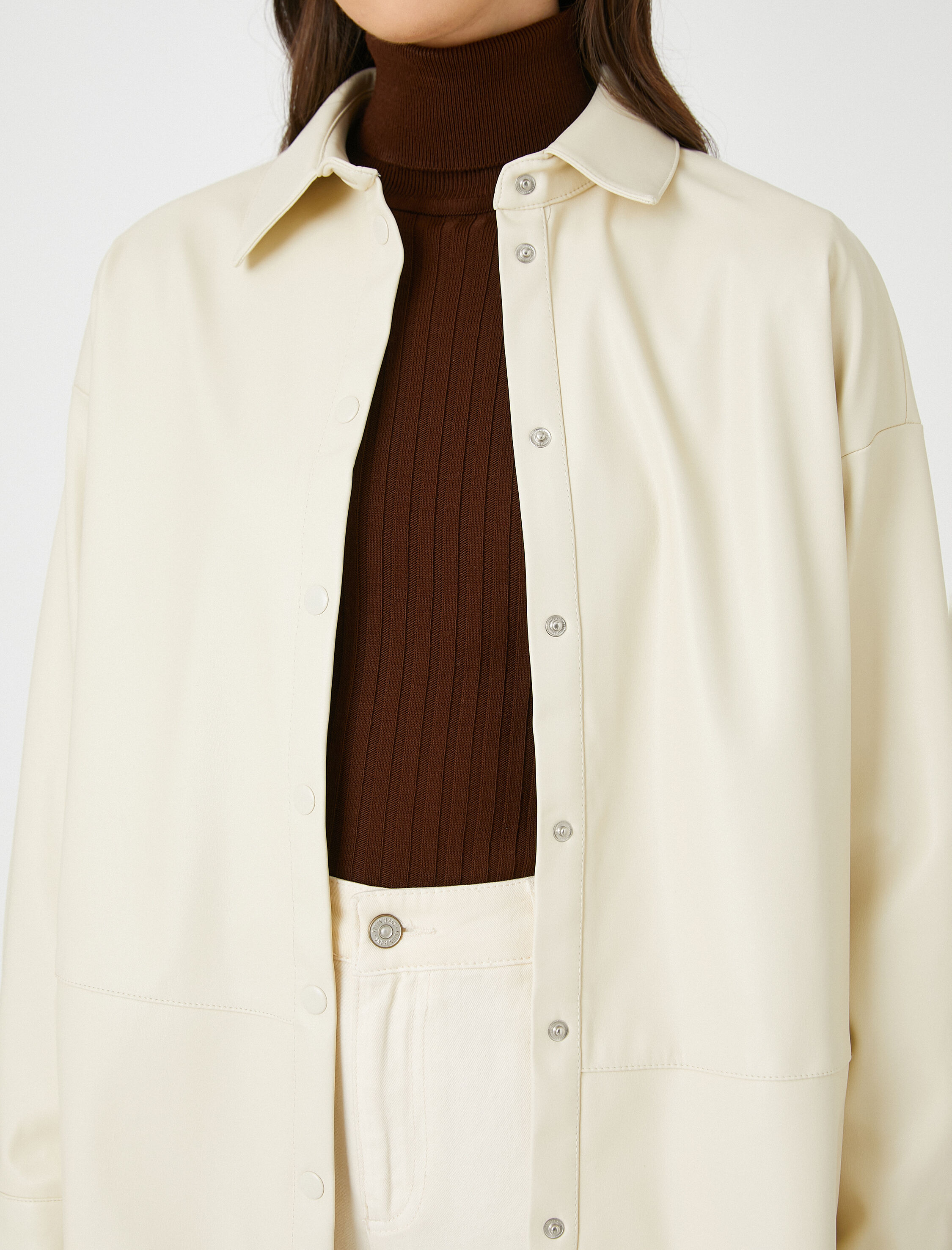   Oversize Suni Deri Shacket