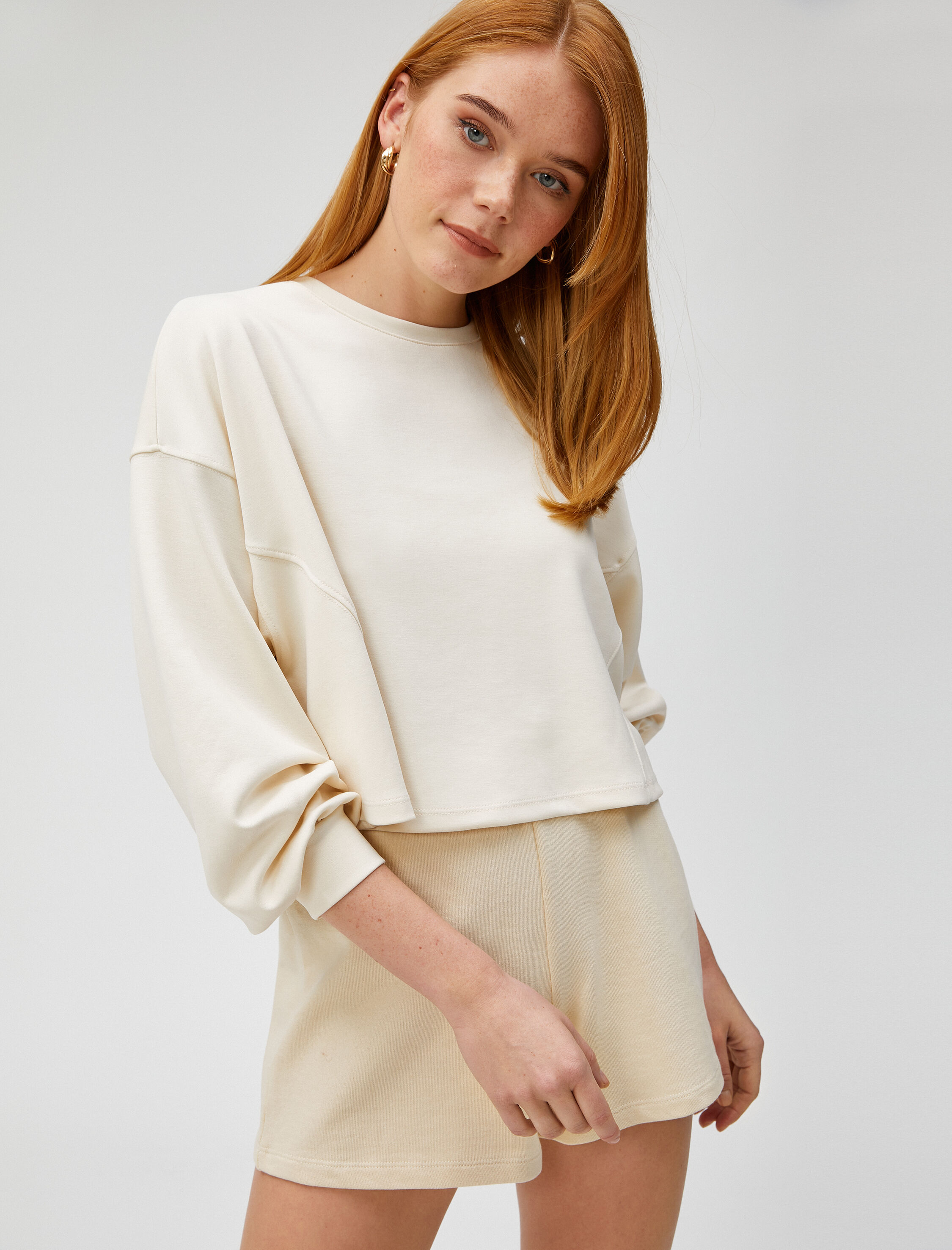   Crop Sweatshirt Modal Karışımlı