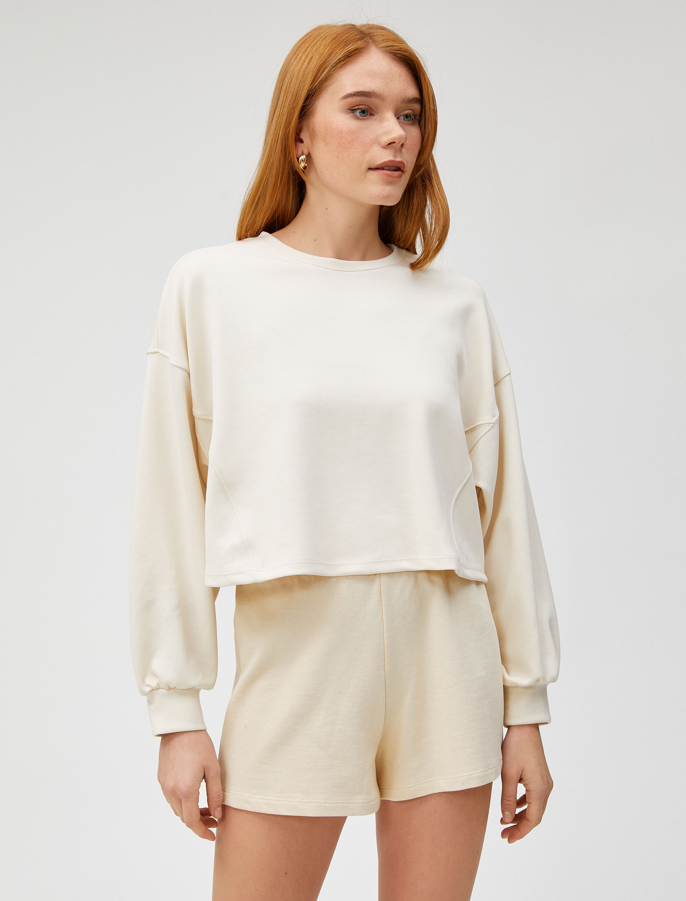   Crop Sweatshirt Modal Karışımlı