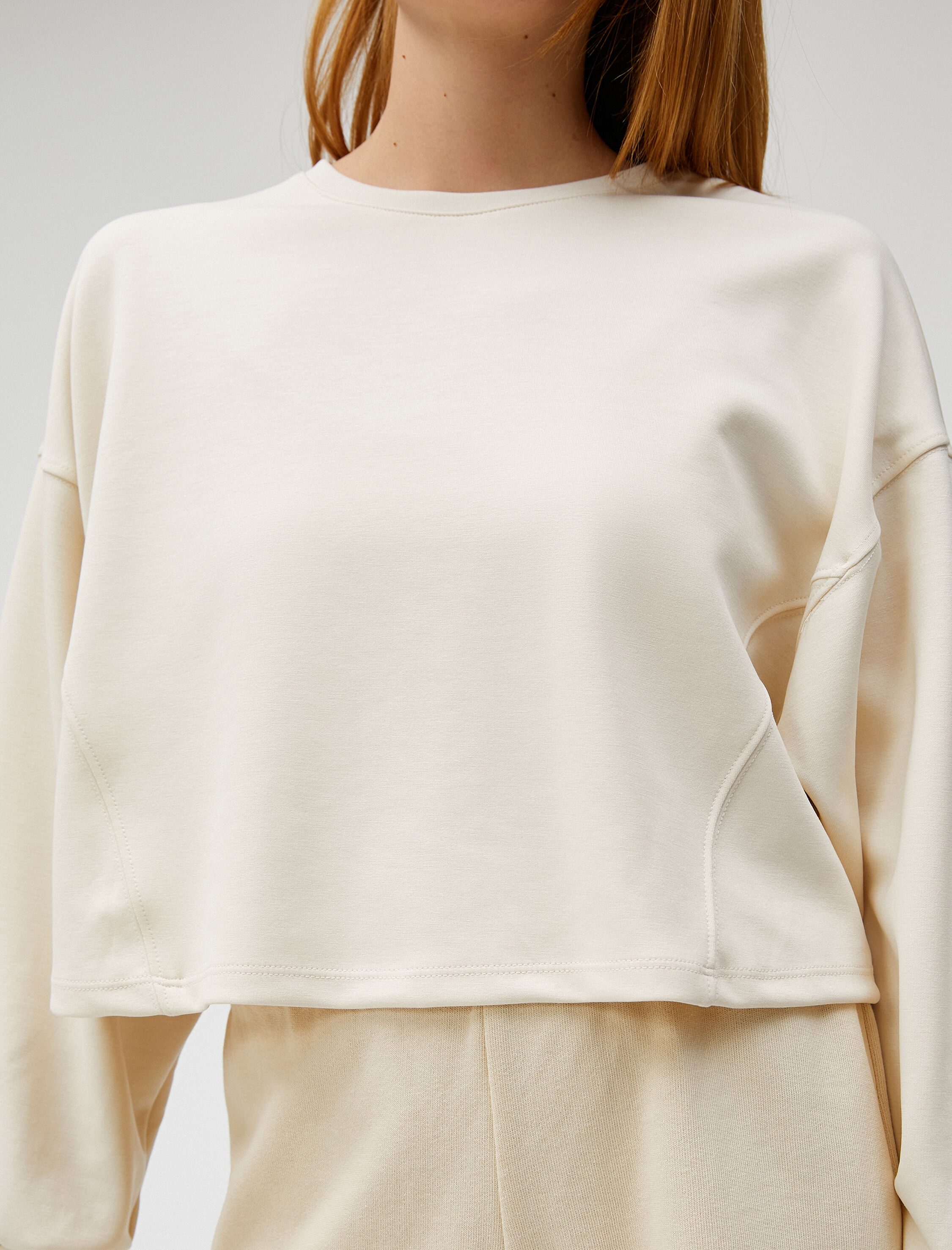   Crop Sweatshirt Modal Karışımlı