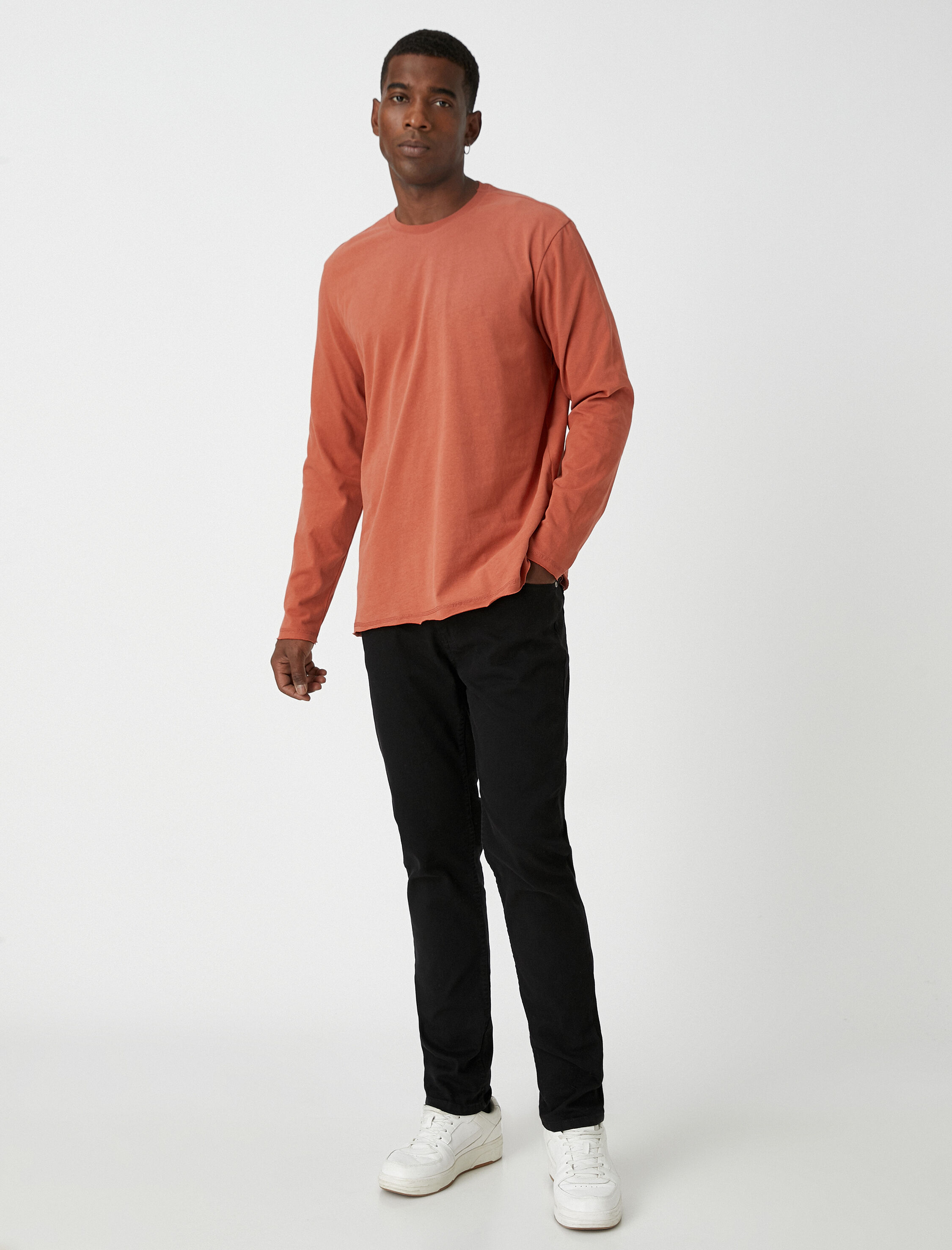   Uzun Kollu Tişört Bisiklet Yaka