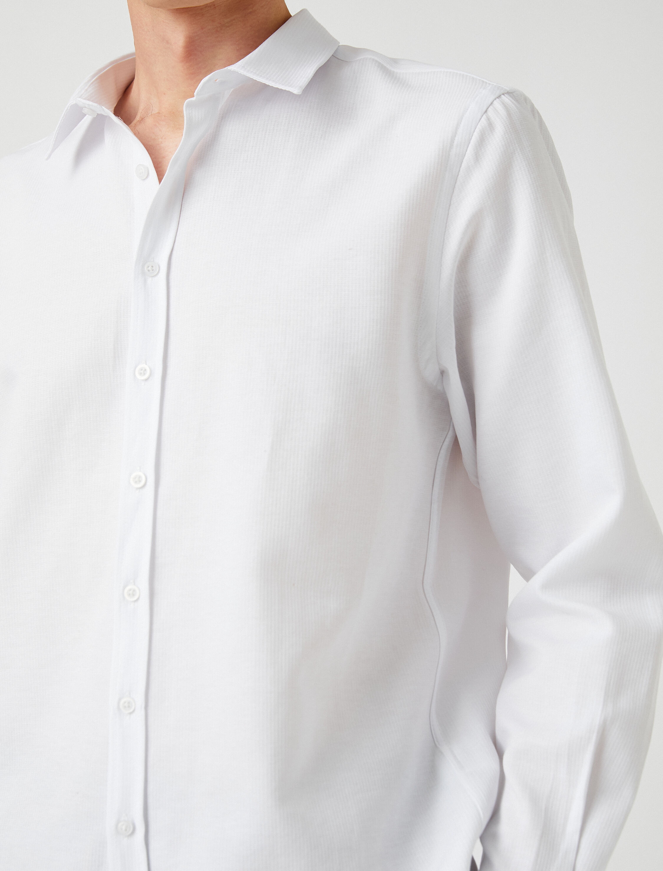 Spor Gömlek Çizgili Slim Fit Non Iron