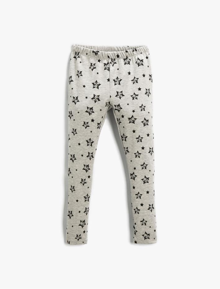 Kız Çocuk Baskılı Tayt Elastik Bel Bantlı