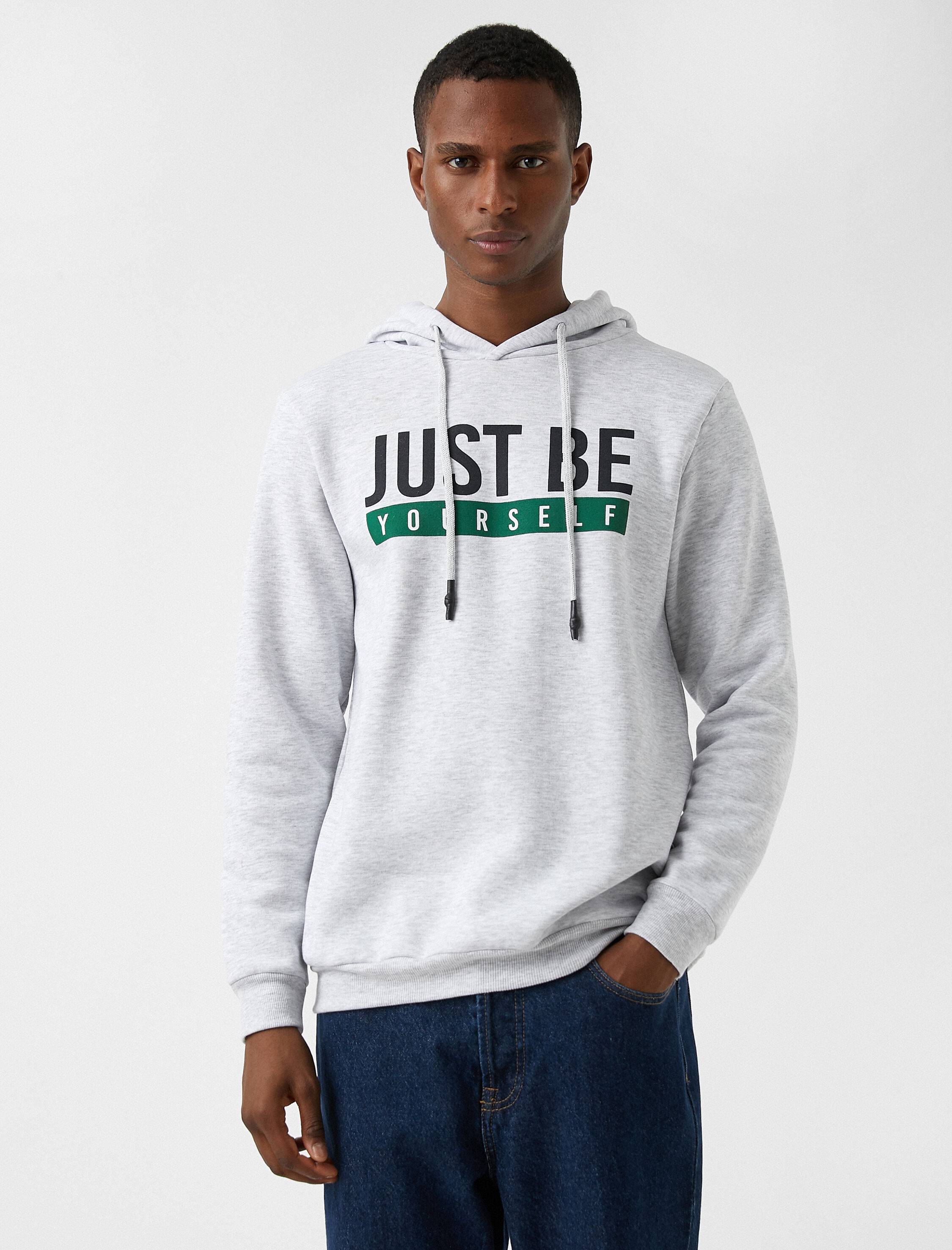   Baskılı Kapşonlu Sweatshirt Şardonlu