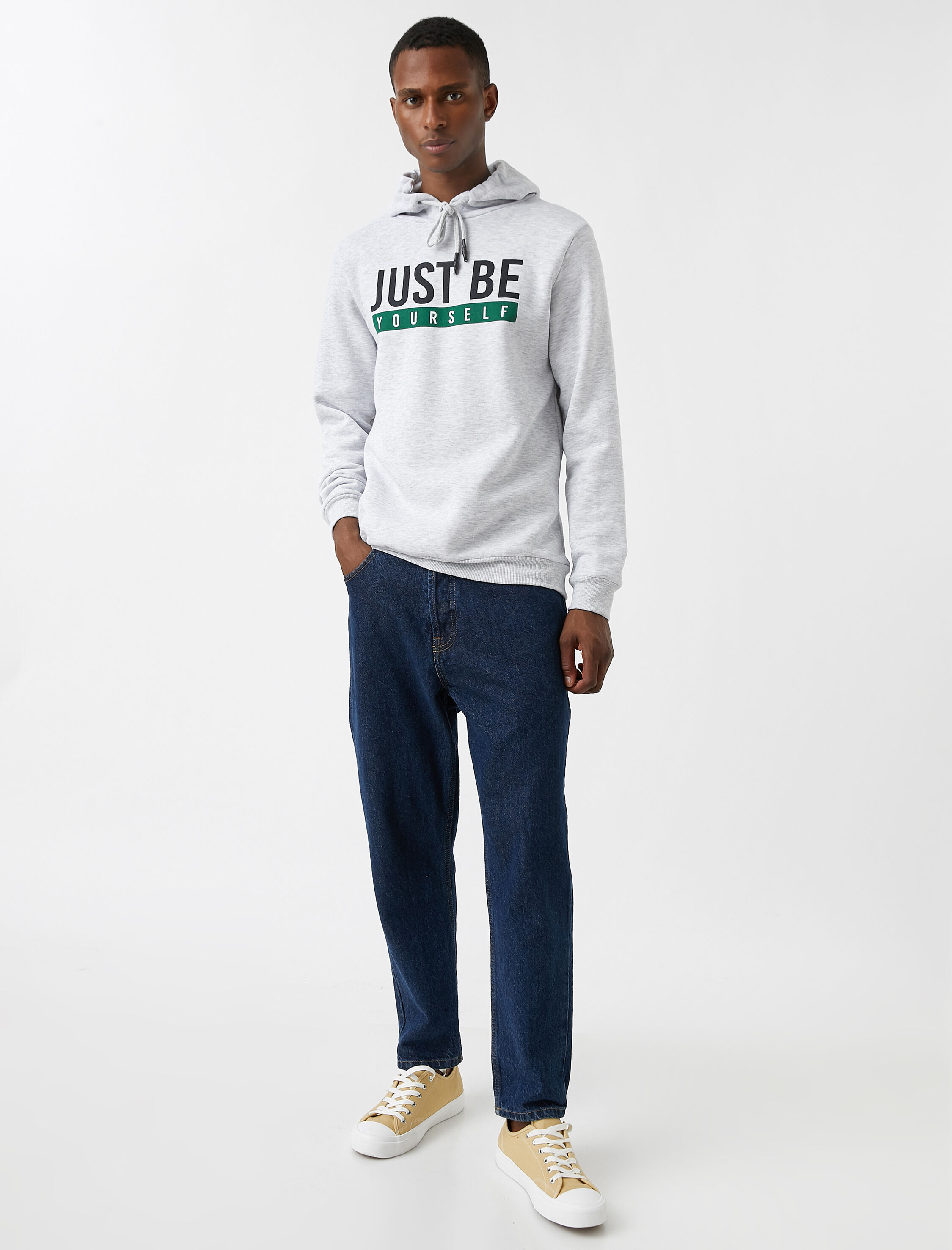   Baskılı Kapşonlu Sweatshirt Şardonlu