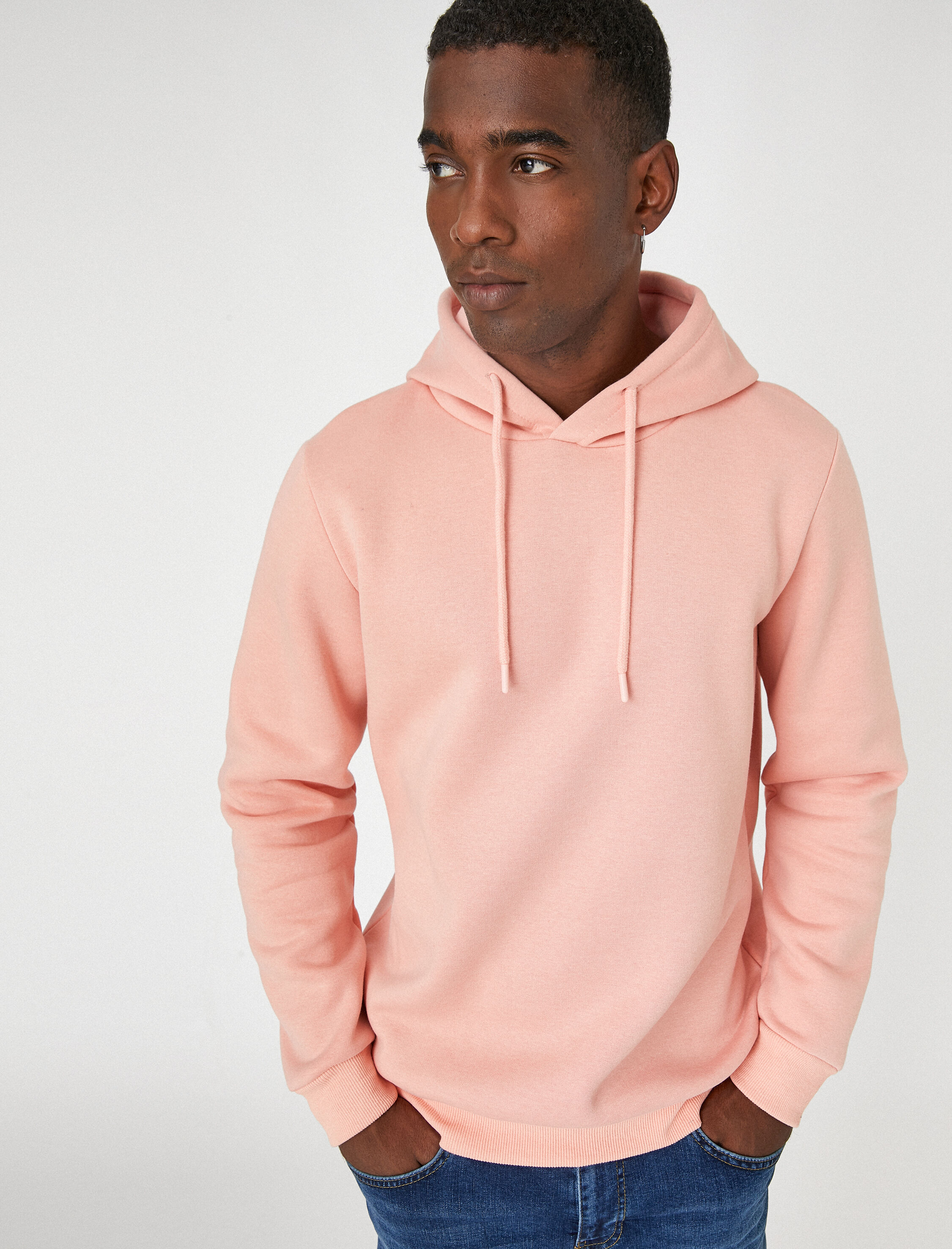   Basic Kapşonlu Sweatshirt Şardonlu