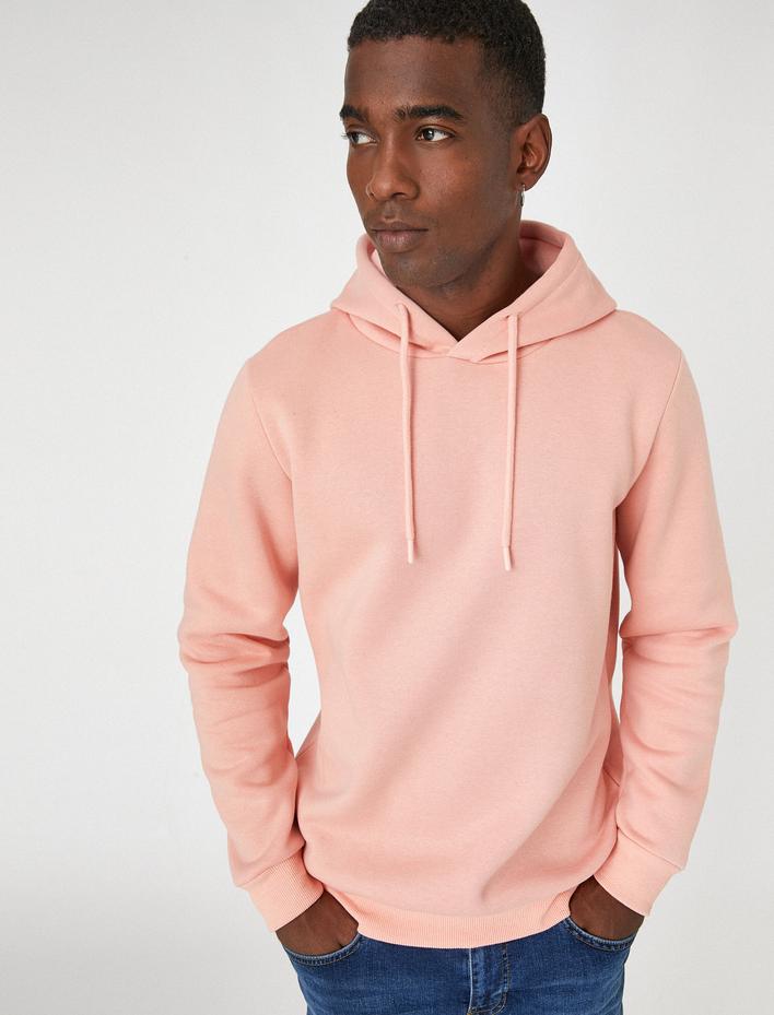  Basic Kapşonlu Sweatshirt Şardonlu