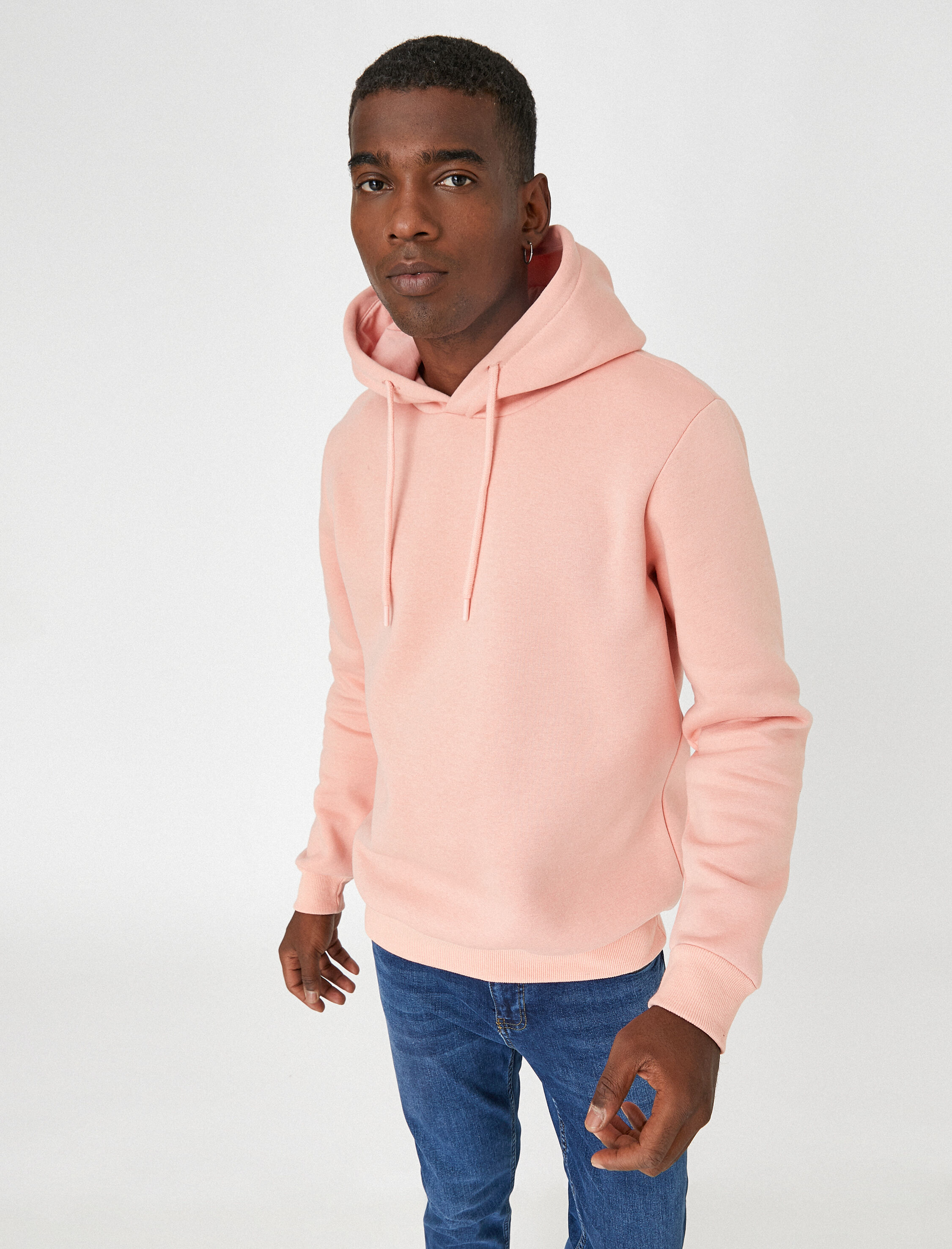   Basic Kapşonlu Sweatshirt Şardonlu