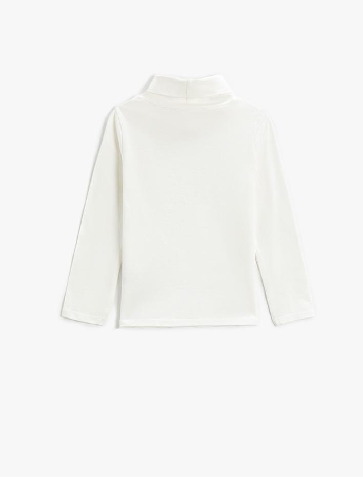 Kız Çocuk Basic Yarım Balıkçı Yaka Tişört Uzun Kollu Pamuklu
