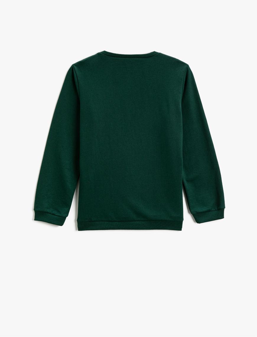  Erkek Çocuk Sweatshirt Uzun Kollu Baskılı Bisiklet Yaka