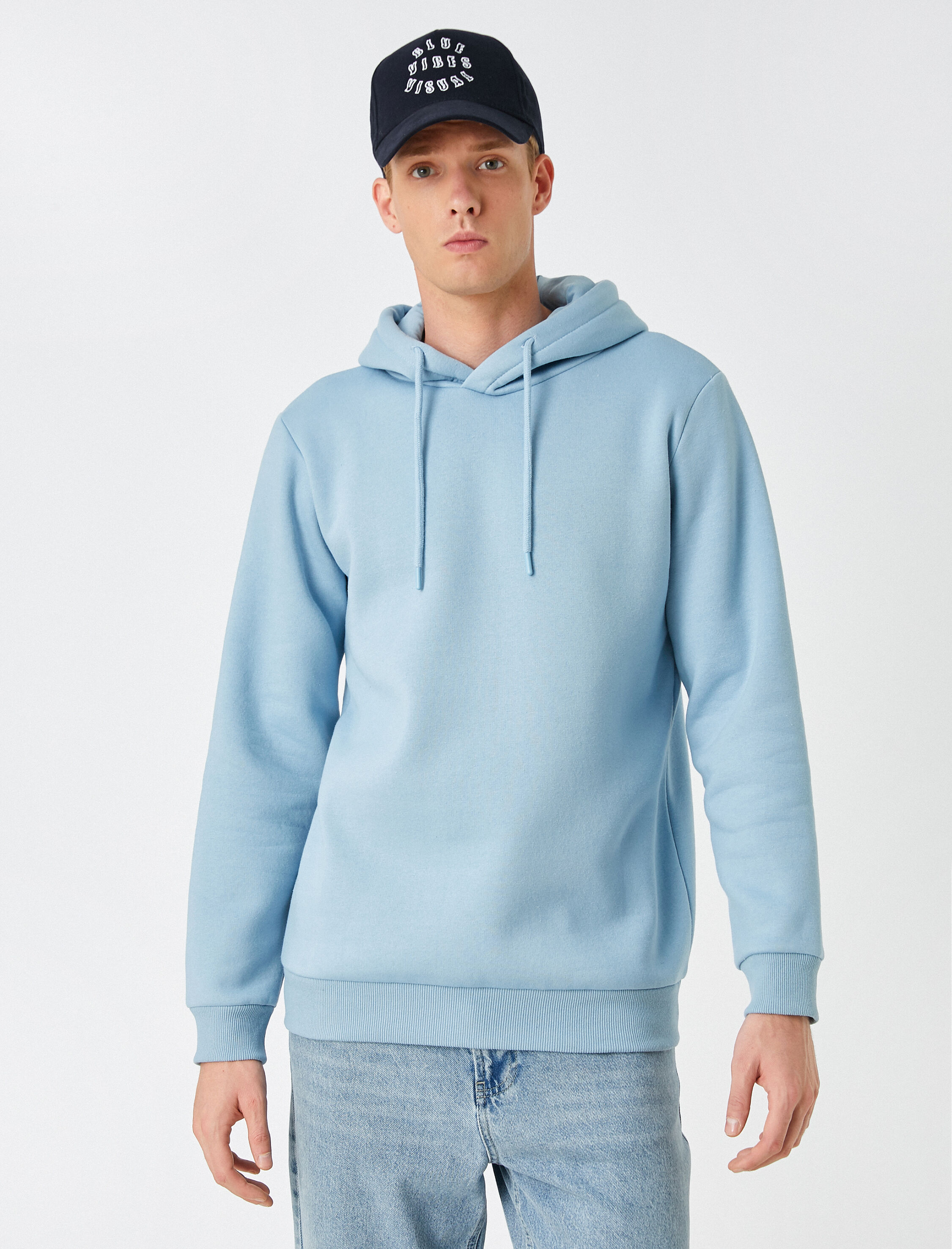   Basic Kapşonlu Sweatshirt Şardonlu