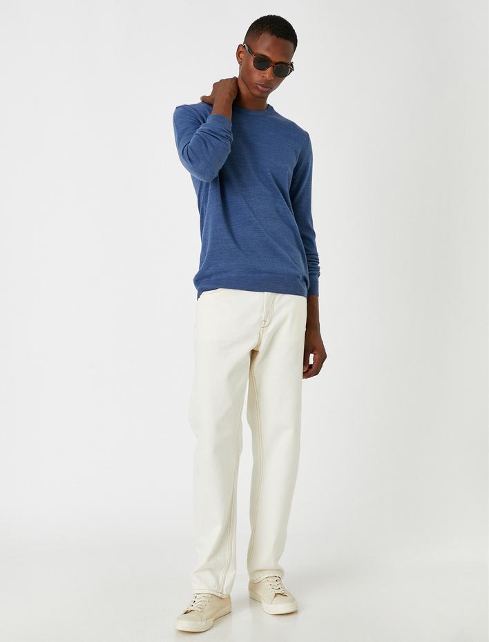  Basic Triko Kazak Bisiklet Yaka Dar Kesim Uzun Kollu