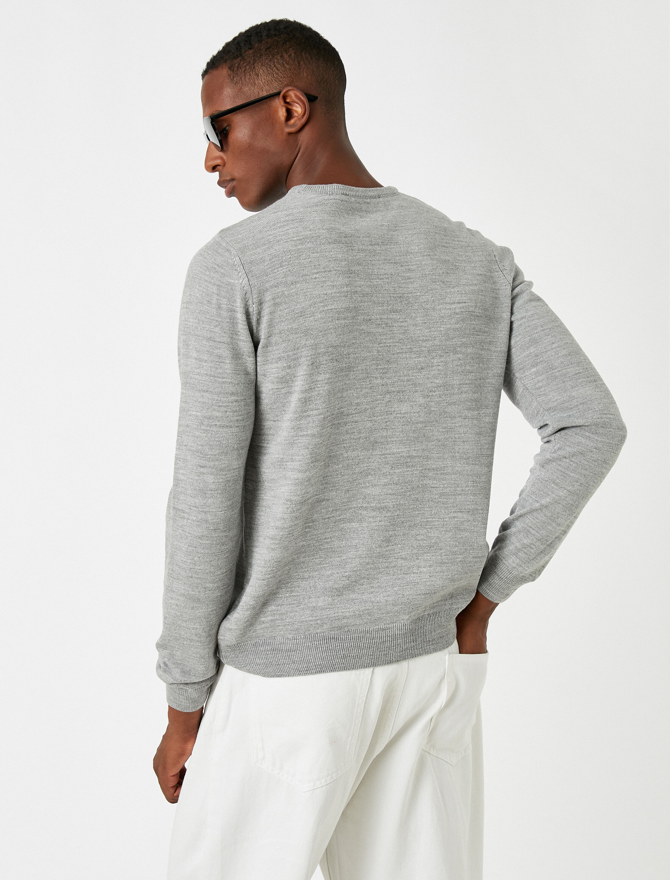   Basic Triko Kazak Bisiklet Yaka Dar Kesim Uzun Kollu