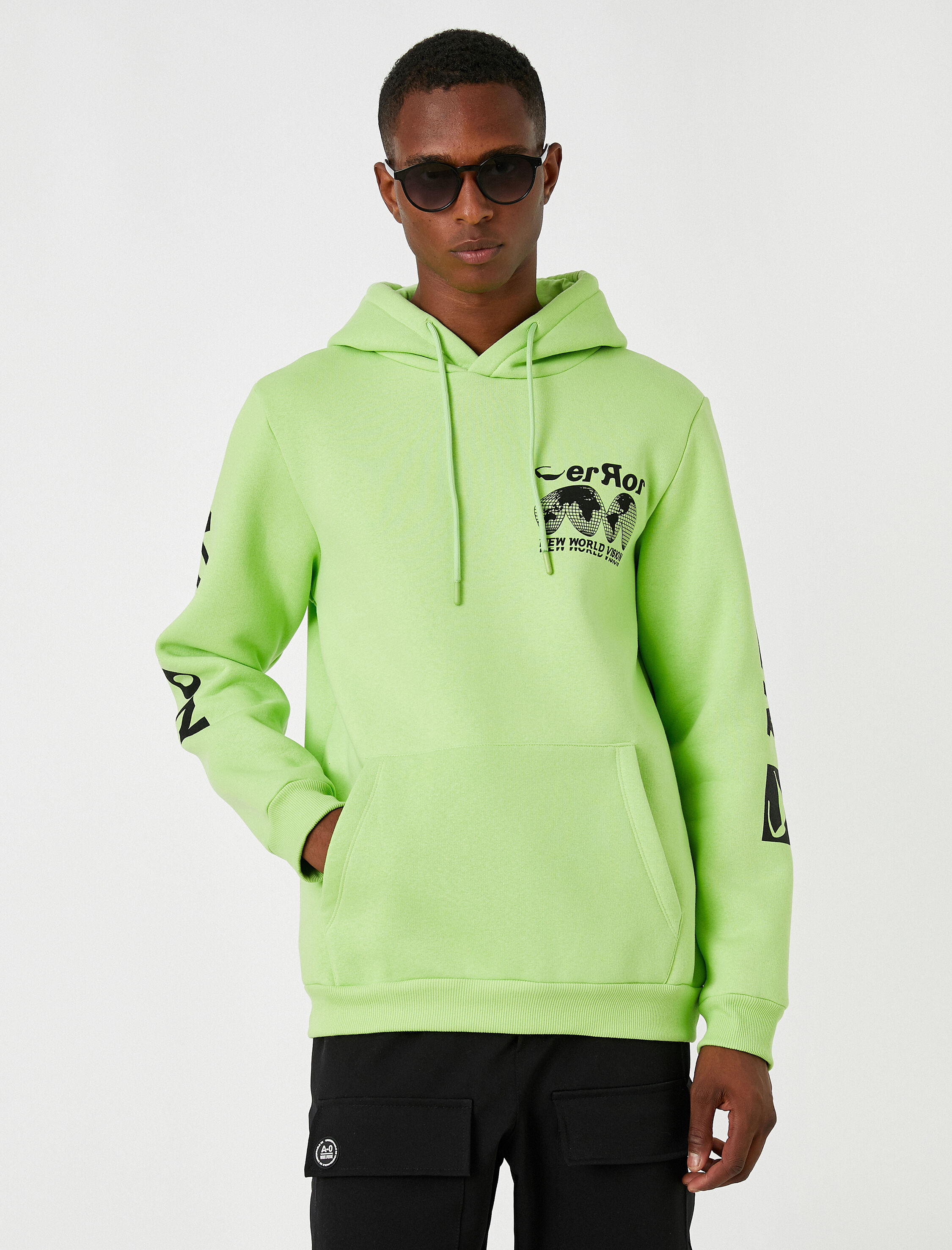   Baskılı Kapşonlu Sweatshirt Şardonlu