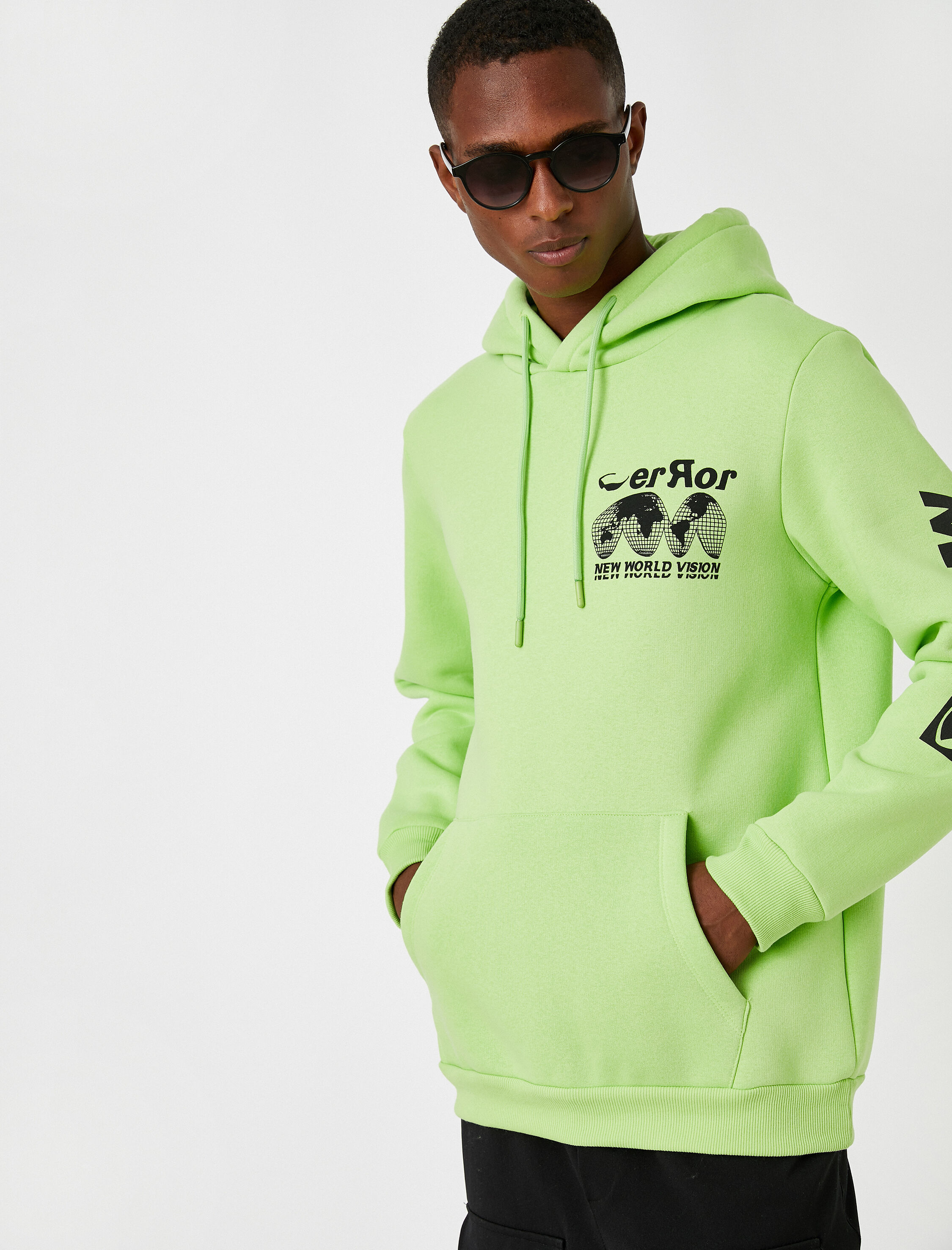   Baskılı Kapşonlu Sweatshirt Şardonlu