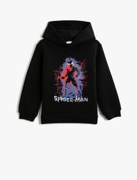 Spider Man Baskılı Kapüşonlu Sweatshirt