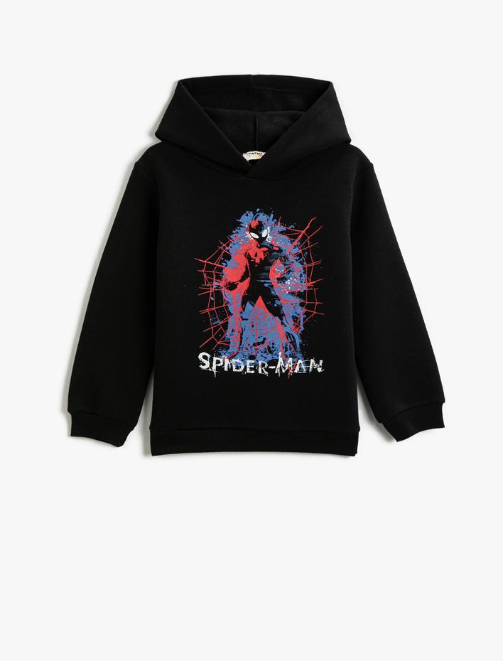 Erkek Çocuk Spider Man Baskılı Kapüşonlu Sweatshirt