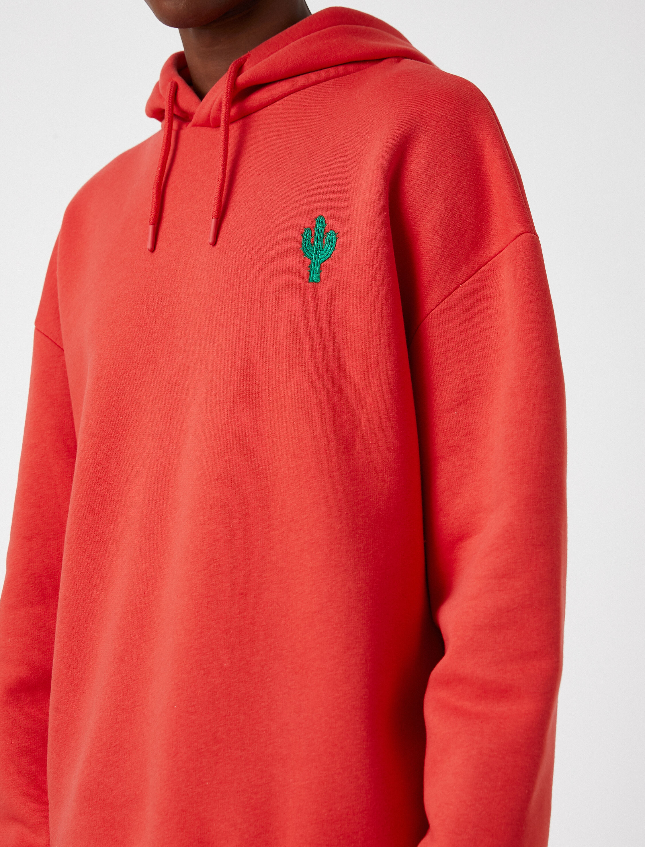   Kaktüs İşlemeli Kapşonlu Sweatshirt