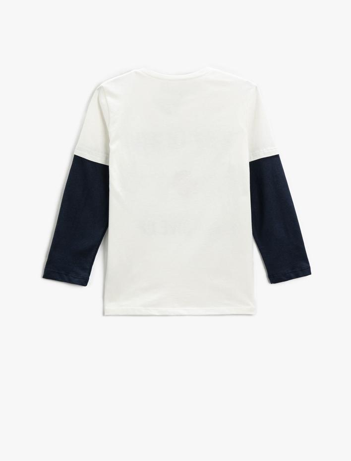 Erkek Çocuk Uzun Kollu Tişört Baskılı Bisiklet Yaka Pamuklu