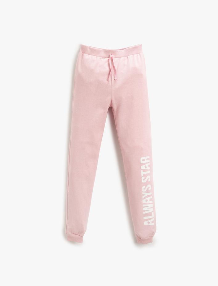 Kız Çocuk Baskılı Jogger Eşofman Altı Belden Bağlamalı