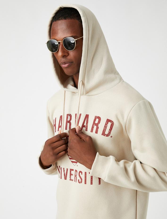  Harvard Kapşonlu Sweatshirt Şardonlu Lisanslı Baskılı