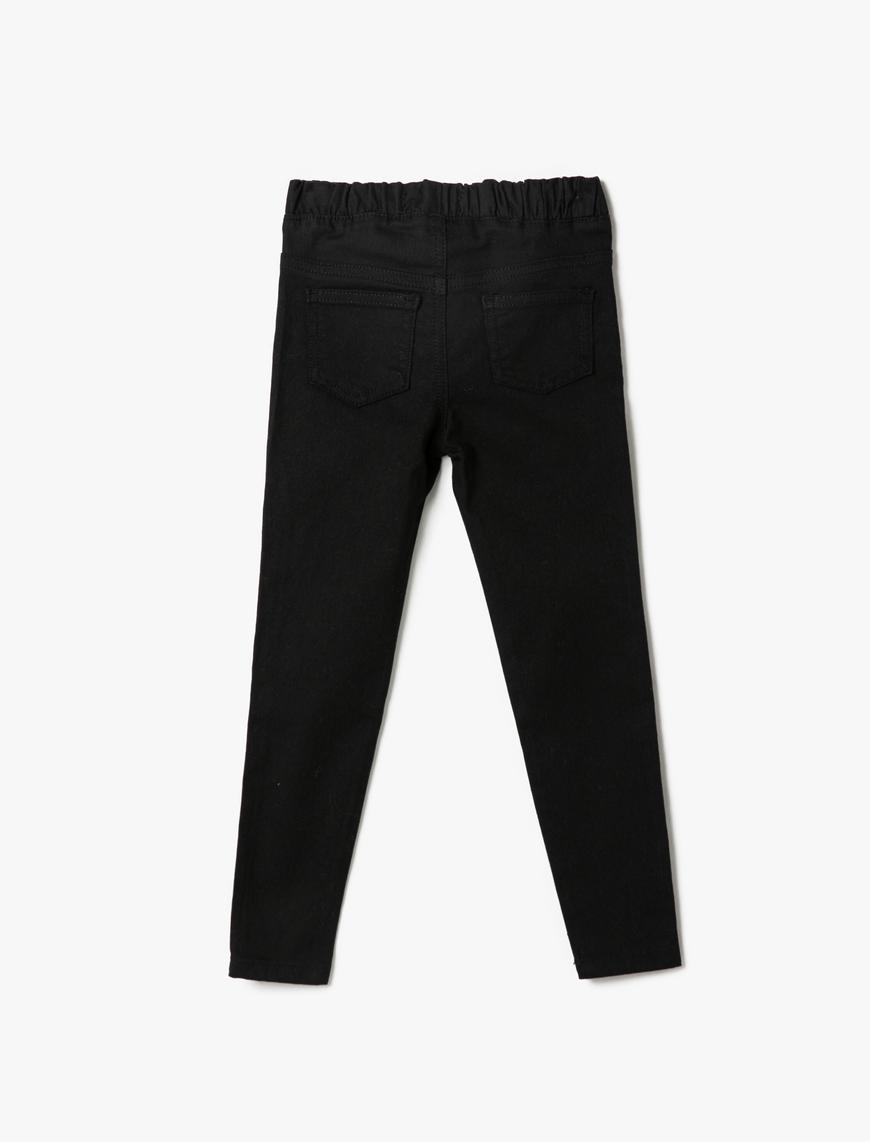  Kız Çocuk Kot Pantolon Basic  Beli Lastikli - Skinny Jean
